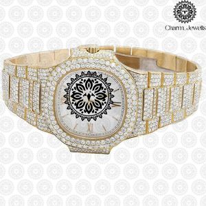 Montre de luxe Charm_Jewells en acier inoxydable, boîtier 40 mm, mouvement mécanique analogique, pour homme, style vintage, accents de diamants, 10 bars - Product Image 2
