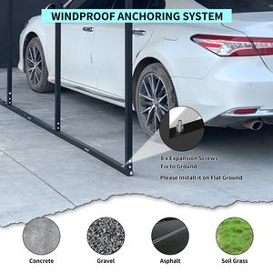 Abri de voiture extérieur robuste 12x20 avec base renforcée et toit en acier galvanisé pour voitures et bateaux – Abri métallique pour véhicules - Product Image 4