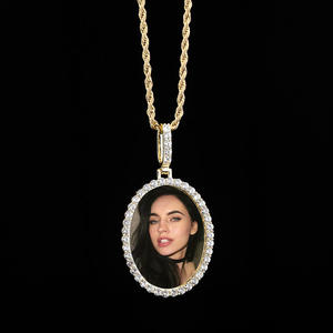 Colgante Ovalado Personalizado con Foto, Plata, Moissanita, Joyería Hip Hop, Chapado en Oro, Certificado GRA - Product Image 2