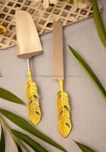 Outils de gâteau de haute qualité ensemble de couteaux de mariage pelle et pelle à pizza beurre couteau à gâteau en laiton doré et serveur pour les fêtes - Product Image 6