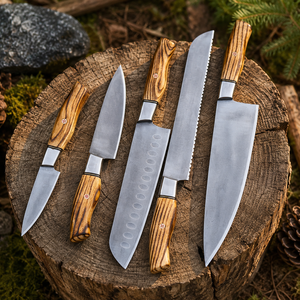 Juego de Cuchillos de Cocina Personalizado de 5 Piezas, Juego de Cuchillos de Chef de Acero Inoxidable con Mango de Madera, Juego de Cuchillos de Cocina Profesionales, Venta al por Mayor OEM ODM - Product Image 6