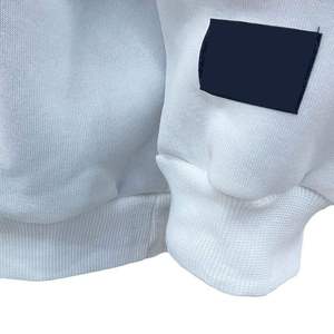 เสื้อฮู้ดผู้ชายสีขาวทรงโอเวอร์ไซส์ ลายการ์ตูนหน้ายิ้ม แต่งแอพพลิเค่ สวมใส่สบายๆ สำหรับฤดูใบไม้ร่วง ผลิตจากผ้าฝ้าย 100% เฟรนช์เทอร์รี่ - Product Image 6