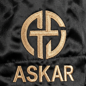Shorts de boxe Askar unisexe noirs, séchage rapide, respirants, légers, en coton/polyester, vêtements d'arts martiaux pour adultes, coupe ample, logo sur le devant - Product Image 4
