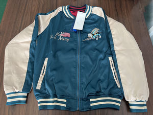 Chaqueta Bomber de Satén de Doble Cara Unisex, Tejido Transpirable, Cuello Alto, Ecológica, Reversible, Bordado Frontal, Talla XL, Primavera - Product Image 3