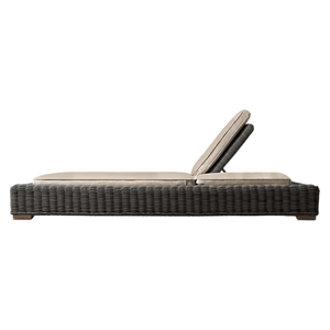 Tumbona Doble Moderna de Teca con Ratán Tejido, Sistema Reclinable Multiposiciones, Cómoda Tumbona para Exteriores, Hotel, Villa - Product Image 4