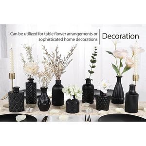 Set di 12 Vasi in Vetro Nero per Fiori, Mini Vasi Vintage per Matrimoni e Decorazioni Rustiche, Piccoli Vasi in Cristallo per Centrotavola - Product Image 3