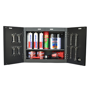Heavy Duty Matte Black Powder Coated Steel <b>Wall</b> <b>Cabinet</b> Family keywords: for <b>Garage</b> Workshop Storage Use - Product Image 4