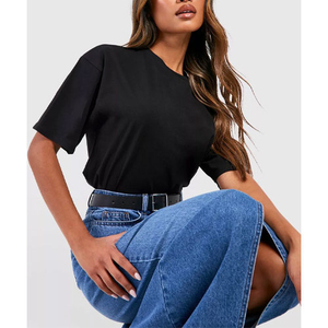 T-shirt décontracté pour femme, coupe ample, col rond, manches courtes, 100% coton respirant, style printemps-été, personnalisable OEM ODM - Product Image 5