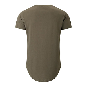 Pink Extended Length Curved Hem Panel T <b>shirts</b> Seam Plain Short Sleeve Crew Neck Casual Tops for Men - Product Image 5