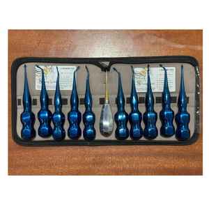 Ensemble d'élévateurs dentaires à succès en acier inoxydable bleu, élévateurs radiaux et dentelés pour l'extraction dentaire - Product Image 1