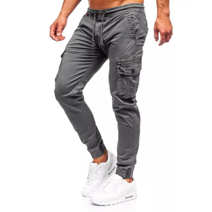 Pantalon Cargo Homme Gris Empilé à Séchage Rapide avec Cordon de Serrage Personnalisé et Multiples Poches – Vente en Gros - Product Image 2