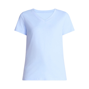 Camisetas de algodón 100% para mujer, talla grande, cuello en V, diseño moderno, elegantes, informales, de color liso, para verano. - Product Image 3