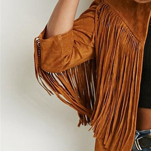 Blouson de moto en cuir respirant de qualité supérieure, tendance, avec franges, manches longues, imperméable, fermeture éclair avant, style tricoté, automne - Product Image 2