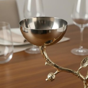 <b>Bird</b> Branch Decorative Metal Serving Bowl <b>Stand</b> Silver Gold Finish Fruit Dry Fruit Snack Bowl for Home Decor - Product Image 3