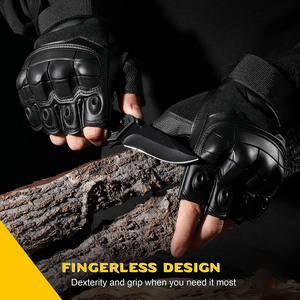 Gants d'hiver isolés en cuir PU imperméable à mi-doigts avec chauffe-mains antidérapants pour activités hivernales en plein air et escalade sur glace - Product Image 5