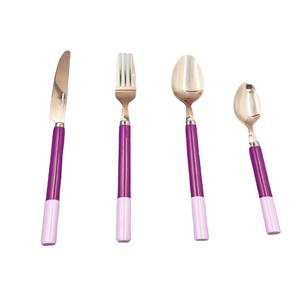 Modern Luxury Flatware <b>Set</b> Stainless Steel Purple Handle Dishwasher Safe <b>Knife</b> <b>Fork</b> <b>Spoon</b> <b>Set</b> for Wedding and Party - Product Image 2