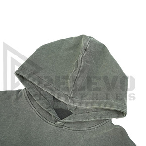 Sudadera con capucha de forro polar para hombre, personalizada, de gramaje alto, con lavado ácido y efecto desgastado, de color liso, 100% algodón, manga larga, cálida y afelpada, para invierno - Product Image 2