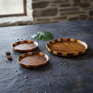 Assiette de service ronde en bois durable avec grain naturel et bords lisses, taille et couleur personnalisables pour une table élégante - Product Image 5