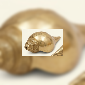 Coquille Vishnu Shankh en laiton plaqué or, style Art déco, confectionnée à la main, conque hindoue pour Puja, objet spirituel décoratif pour la maison et le temple, artefact rituel - Product Image 1