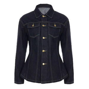 Premium Wash Denim Shirt <b>Women</b> Vintage Casual Trendy Winter Long Sleeve Spring/Summer Solid Outwear Polyester Breathable Front - Product Image 1