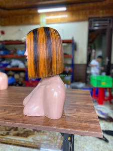 Peluca de cabello humano liso de hueso Peluca BoB Cabello crudo 100% Extensión de cabello humano virgen sin procesar Color de piano Doble dibujado - Product Image 5