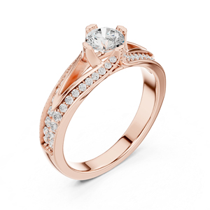 Bague de fiançailles en or rose 14 carats avec diamant rond de 1,06 carat cultivé en laboratoire pour femmes, certifiée IGI, plaquée or |   Nouveau diamant cultivé - Product Image 4