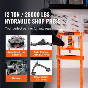 Presse hydraulique à cadre en H de 12 tonnes, réglable, pour garage et atelier, avec plaques hydrauliques robustes pour usage professionnel - Product Image 1