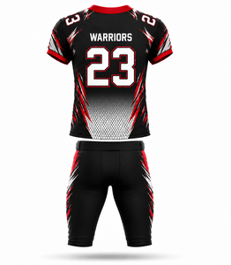 Uniforme de Fútbol Americano Personalizado para Hombre Warriors, Negro y Rojo, Sublimado, Transpirable, Conjunto de Jersey y Pantalones de Poliéster, Número 23 - Product Image 2