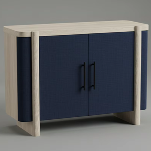 Buffet moderne à 2 portes en chêne massif pour salon - Rangement résistant à l'eau avec design minimaliste - Product Image 1