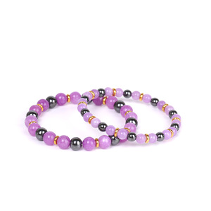 Conjunto de Pulseras Clásicas y Modernas de Aleación con Perlas de Imitación, Bolas de Jade Negras y Grises, Bañado en Oro, Unisex, para Fiestas y Moda - Product Image 3