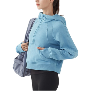 Autumn/Winter Solid Vintage Breathable Hooded Short Sweatshirt For Women Slimming Trendy Coat - Product Image 6