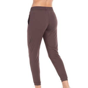 กางเกงขายาวทรงดินสอเอวสูงสำหรับผู้หญิง สีพื้น มีเชือกผูกเอว ยืดหยุ่นได้ ทรงสปอร์ต ผลิตจากผ้าถักผสมสแปนเด็กซ์และโพลีเอสเตอร์ - Product Image 4