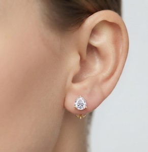 Boucles d'oreilles clous minimalistes en or massif 10K 14K 18K avec diamants de laboratoire taille poire et goutte d'eau, bijoux de mode - Product Image 5