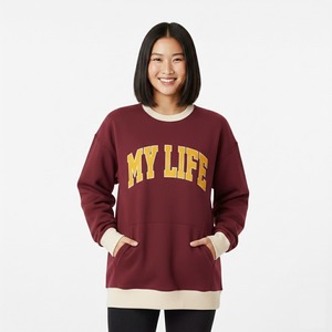 เสื้อพูลโอเวอร์ทรงโอเวอร์ไซส์ ใส่สบาย เหมาะกับทุกฤดูกาล สำหรับผู้หญิง เนื้อผ้านุ่ม สวมใส่สบาย สไตล์ลำลอง คอสูง ใส่สบาย เหมาะกับการแต่งกายแนวสตรีท - Product Image 1