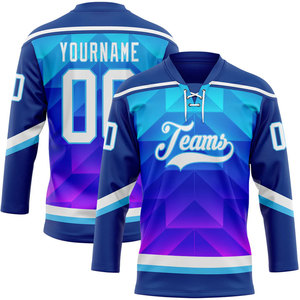 Jersey de Hockey Personalizado con Cuello en V, Estampado Geométrico, Manga Larga, Transpirable, de Poliéster, con Logotipo de Equipos para Adultos, Impresión por Sublimación - Product Image 1