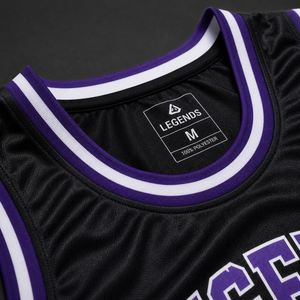 Camiseta de Baloncesto Legends 23 Morada y Negra Sublimada, Unisex para Adultos, Transpirable, de Poliéster, Ropa Deportiva - Product Image 4