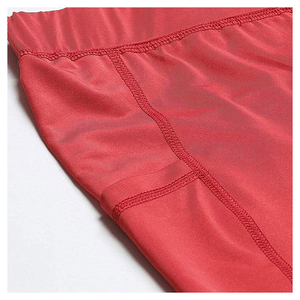 Leggings de yoga taille haute sans coutures, rouge uni, longueur intégrale, avec bande latérale, taille élastique, extensibles dans les quatre sens, pour l'entraînement - Product Image 5