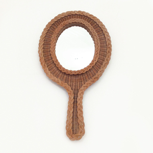 Miroir à main en bois d'un fournisseur vietnamien, best-seller, en rotin naturel. - Product Image 1
