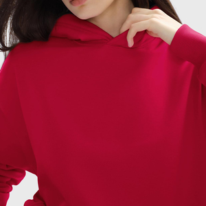 เสื้อฮู้ดดี้ผู้หญิงแบบสั่งทำพิเศษสำหรับฤดูหนาว ทรงโอเวอร์ไซส์ ผ้าแคนวาสหนานุ่ม ด้านในขัดเนื้อผ้าให้สัมผัสนุ่ม สวมใส่สบาย ทรงหลวม ปลายแขนเสื้อแบบริบ - Product Image 4