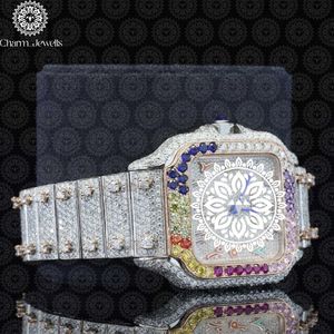 Montre pour homme Charm Jewells en acier inoxydable, boîtier carré de 40 mm, accents de diamants, analogique, luxe, mode, mouvement mécanique, date automatique - Product Image 4