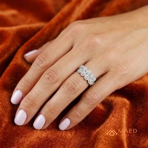 Anillo de Compromiso de Moissanita con Corte de Pera, Banda Abierta, Plata de Ley 925, Joyas de Lujo para Boda, Joyería para Mujer - Product Image 5