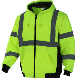 Men's Breathable Hi Vis Viz Reflective Visibility <b>Fleece</b> Jacket Coat Zip up Hoodies with Customized Logo for Safety <b>Work</b> Wear - Product Image 3