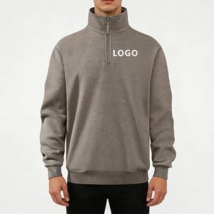 Camiseta deportiva unisex de punto liso bordada con media cremallera y cuello alto tipo pullover - Product Image 1