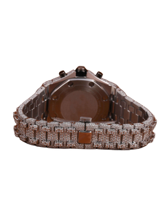 Nuevo reloj de oro blanco con moissanita y diamantes para uso profesional, con esfera numérica y movimiento de cuarzo, de proveedor indio. - Product Image 4