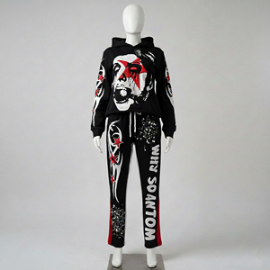 Custom Y2K <b>Gothic</b> Graphic Winter Hooded <b>Hoodie</b> Set Men Lightweight Fleece Tracksuit Unisex Punk Streetwear Sweatpants Jogger - Product Image 2