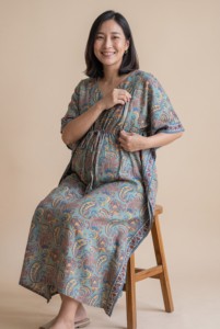 Wholesale Maternity <b>Kaftan</b> Dress Elegant Loose Fit Pregnancy Dress Comfortable Cotton Maxi <b>Kaftan</b> <b>for</b> <b>Women</b> - Product Image 2
