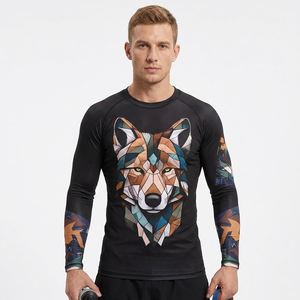 Chemise de protection anti-UV à manches longues avec imprimé loup géométrique, unisexe, adulte, séchage rapide, en polyester, pour les sports nautiques, BJJ - Product Image 5