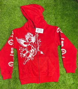 Sudadera con Capucha de Diseño Moderno para Hombre, Estilo Urbano, con Serigrafía, Bordado Desgastado Personalizado, Detalles de Pedrería - Product Image 4