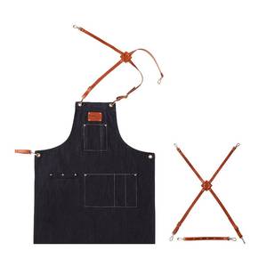 Tablier de barman en toile style vintage, logo personnalisé, bretelles en cuir réglables, uniforme de travail, toile robuste pour brasserie, cave à vin, bar - Product Image 1
