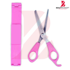 กรรไกรซอยผมด้ามพลาสติกสีชมพูสำหรับช่างตัดผมมืออาชีพ ผลิตโดย OEM  ใบมีดสแตนเลส - Product Image 5